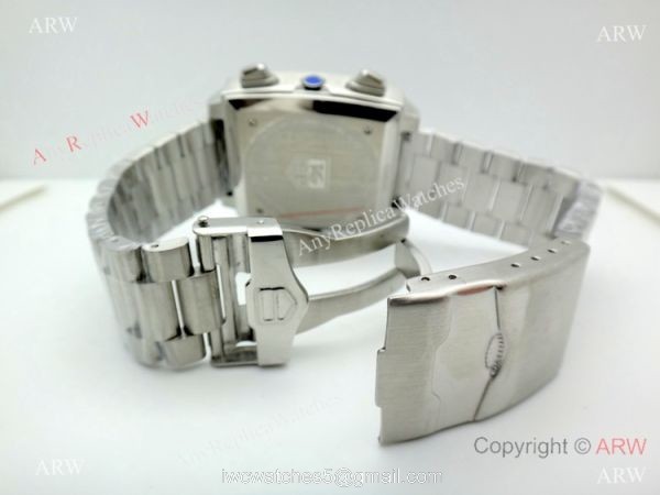 Tag Heuer Monaco Quartz Calibre 12 Replica Watch Stainless Steel Blue Red Dial 4
