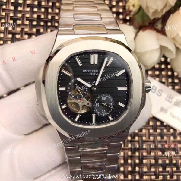 Replica Patek Philippe Tourbillon Nautilus Stainless Steel Watches 42mm 4