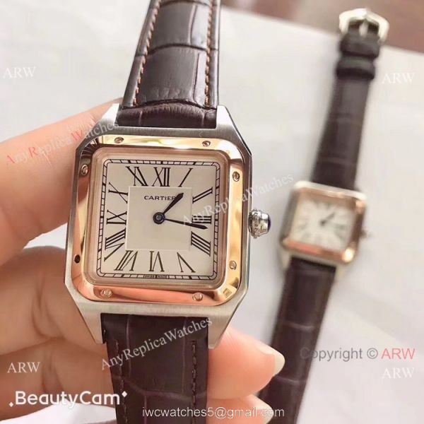 Japan Grade New Cartier Watches Cartier Santos Dumont 2 Tone Rose Gold 4