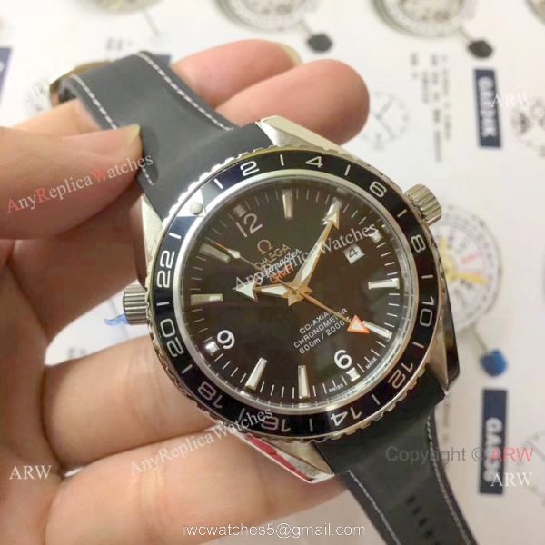 Omega Planet Ocean GMT 600m Blue Rubber Strap Omega Clone Watch 4