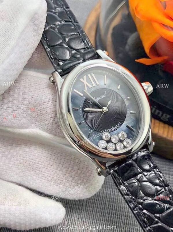 Replica Chopard Happy Sport Oval Lady Watch SS Gray Dial 4