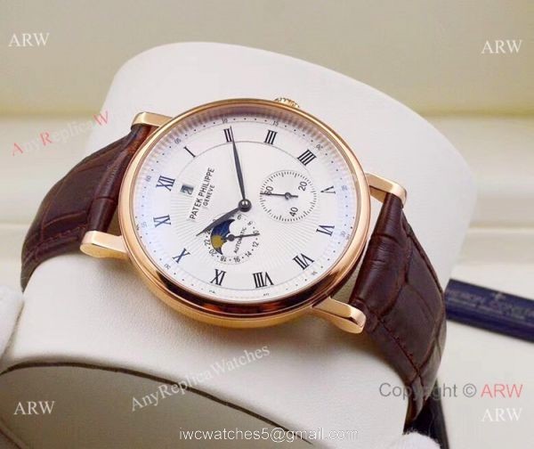 Best Replica Patek Philippe Moonphase Rose Gold White Dial Watch 4