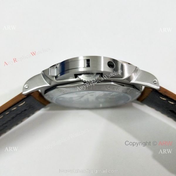 Copy Panerai Luminor PAM00127 Watch Black Dial Brown Leather Band 4
