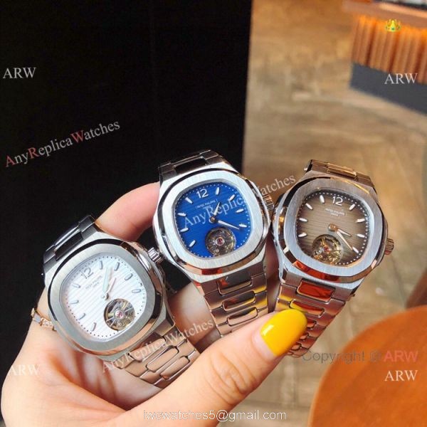 Replica Patek Philippe Nautilus Womens Watch SS Gray Dial Tourbillon 4