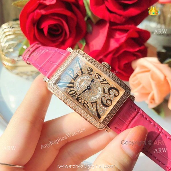 New Copy Franck Muller Long Island Rose Gold Iced Out Watch 26mm 4