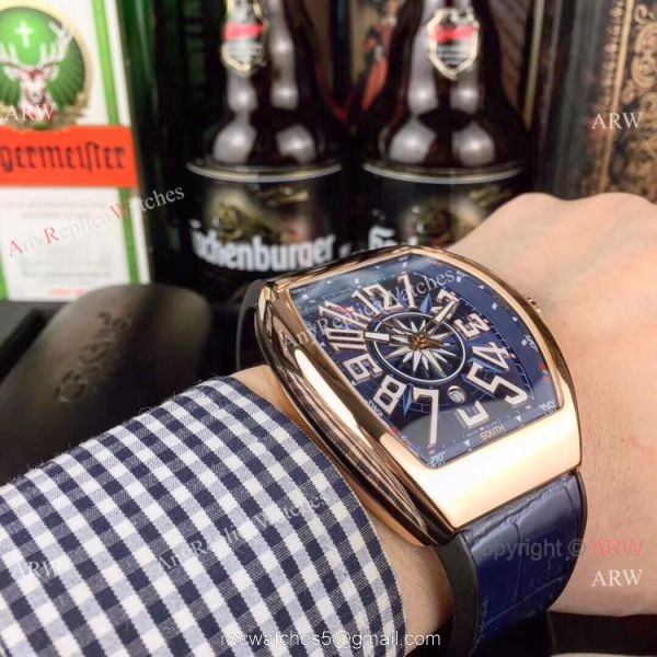 High Quality Franck Muller Vanguard Yachting Rose Gold Knock off Watches China 4