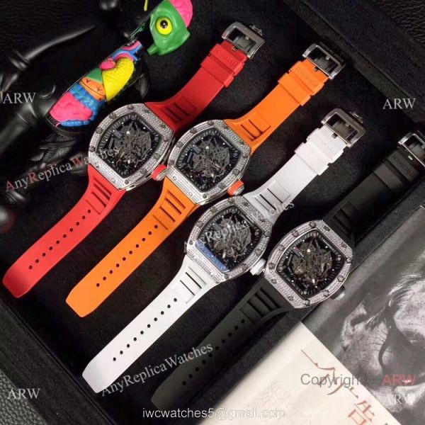 Swiss Replica Richard Mille RM035 Americas Diamond Red Rubber Watch 4
