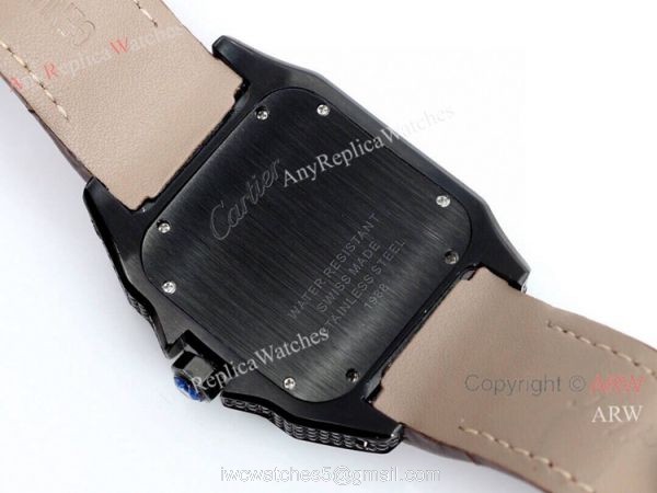 AAA Copy Cartier Santos De Iced Out Brown Dial Automatic Wrist 4