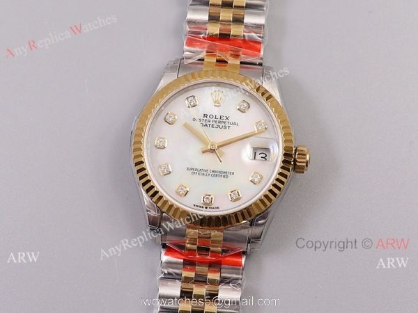 (TW) Swiss Copy Rolex Oyster Perpetual Datejust Watch White MOP Face 31mm 4
