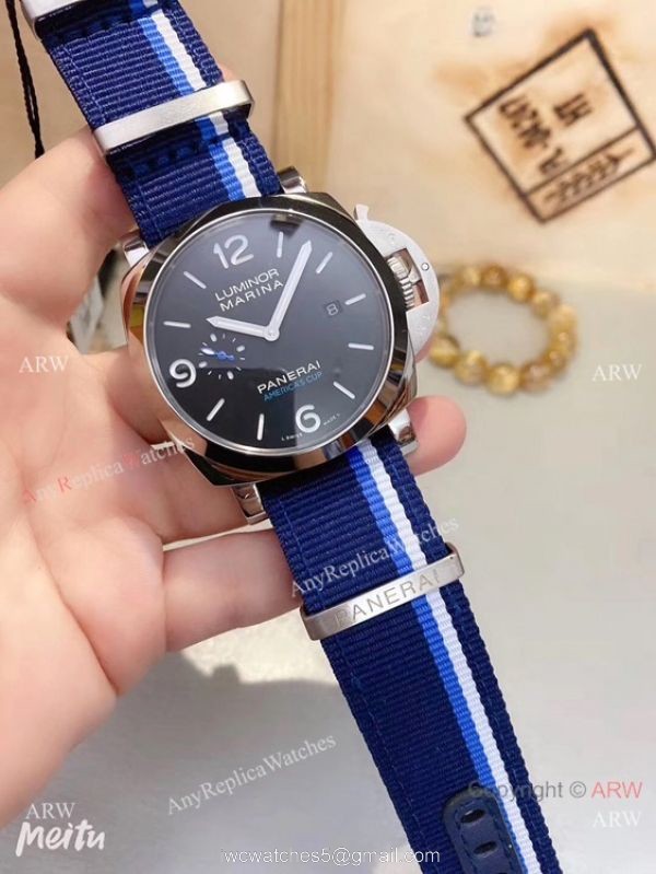 Best Replica Panerai Luminor Marina Black Dial Nato Strap Mens Watch 4