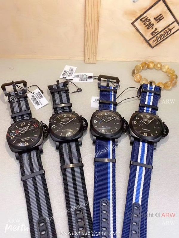 New Copy Panerai Luminor Marina Nato Strap Black Case Watches 4
