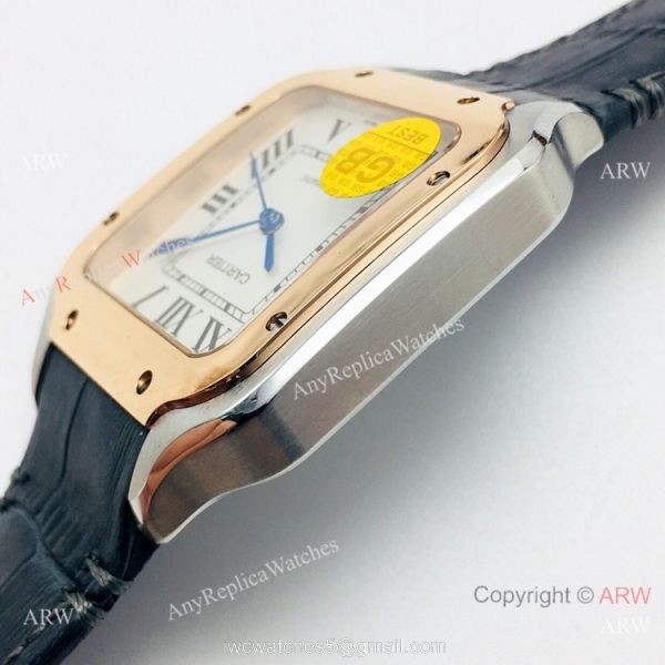 (GB) Swiss Replica Cartier Santos de Watch Two Tone Rose Gold White Dial 4