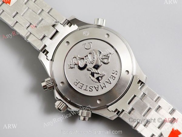 Swiss Omega Diver 300m James Bond Replica Watch SS Blue Wave Dial 4