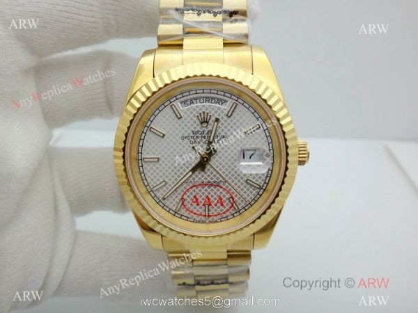 New Copy Rolex Day-Date President White textured Dial Watch 40mm 4