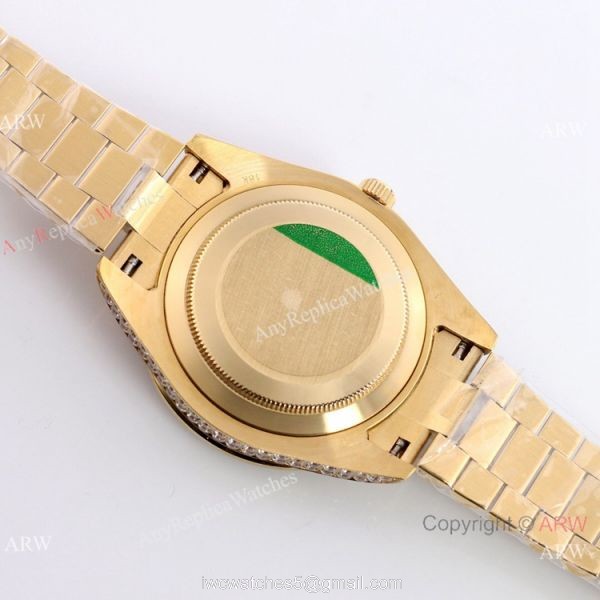 New Rolex Day-Date Gold Iced out Watch 43mm Best Chinese Replica Watches 4