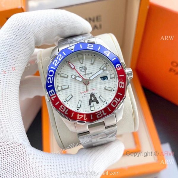 Copy Tag Heuer Aquaracer Calibre 7 GMT Watch New Blue Red Bezel 4