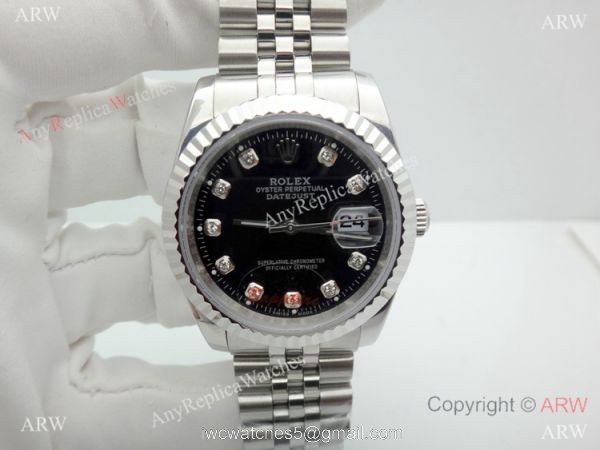 Replica Rolex Datejust Black Dial Jubilee Strap Watch 36mm 4