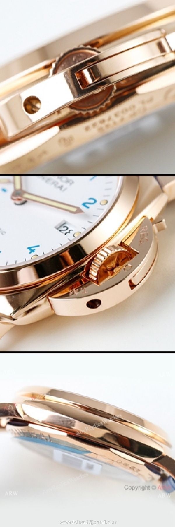 (VS) Swiss Panerai Luminor PAM756 Rose Gold White Face Watch 4