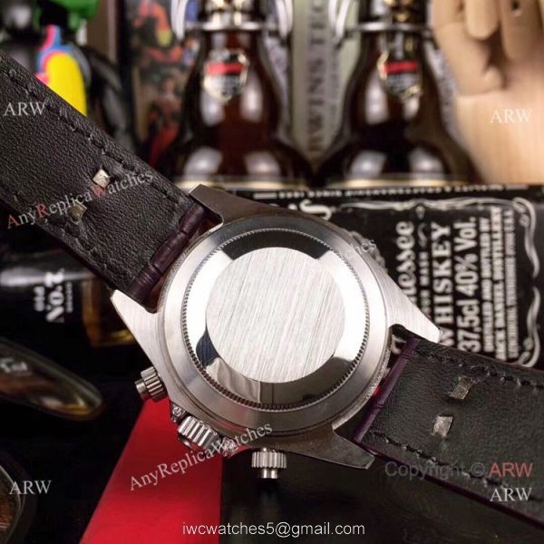 Rolex Daytona Rainbow Replica Automatic Watch Black Dial Purple Leather Strap 4