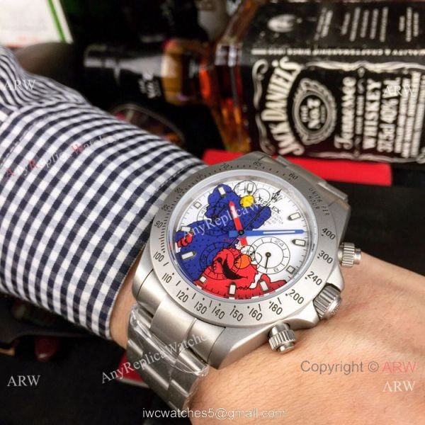 Rolex Blaken Replica Daytona Watches Blacksteel Blue&038;Red Dial 4
