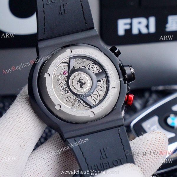 New Copy Hublot Classic Fusion Ferrari GT Chronograph Watches Black Case 4