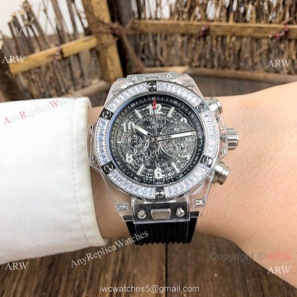 Big Bang Unico Diamond Bezel Hublot Transparent Watch New Replica 4