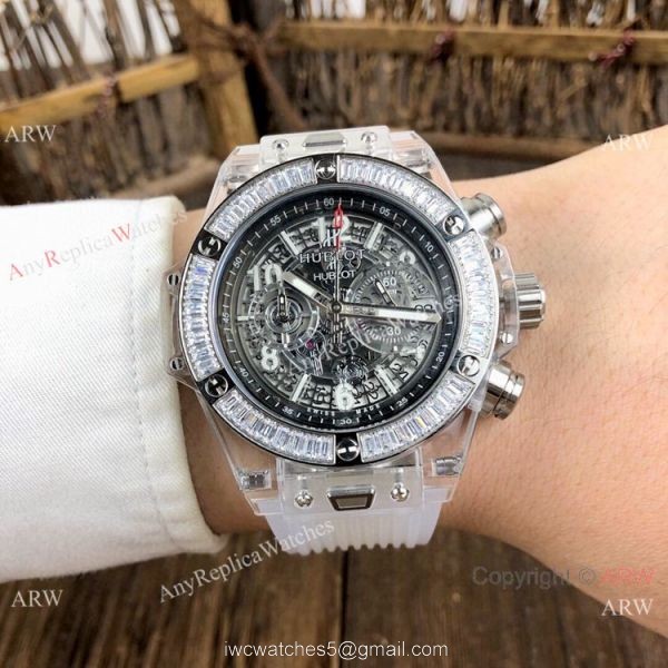 Hublot Big Bang Unico Chronograph Watches Hublot Transparent Watch Diamond Bezel 4