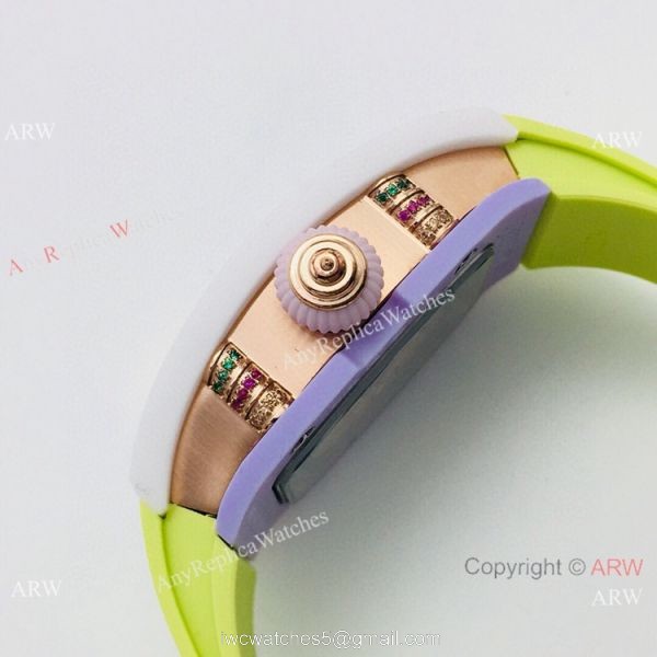 VS Factory Swiss Richard Mille RM07-03 BonBon Watch Ceramic Green Rubber Strap 4