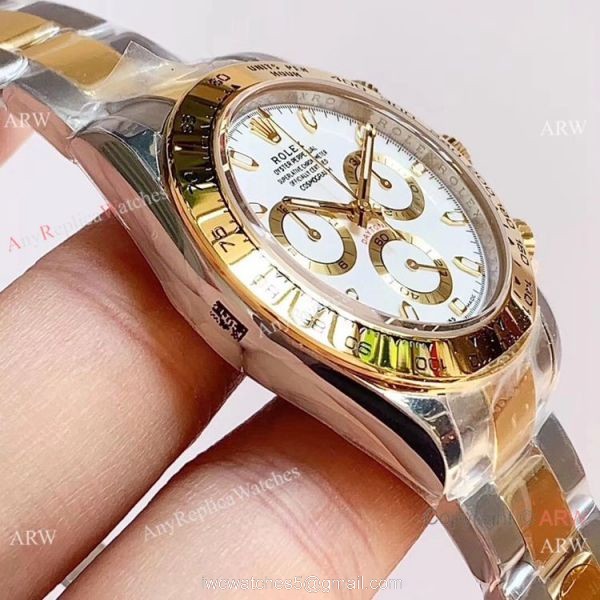 1:1 Best Clone Rolex Daytona Two Tone White Dial Watch Noob Factory 904L 4130 Movement 4