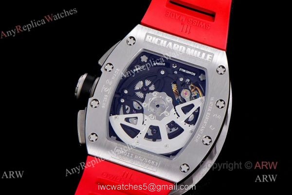 KV Factory Richard Mille RM 011 Red Rubber Band Automatic Replica Watches For Men 4