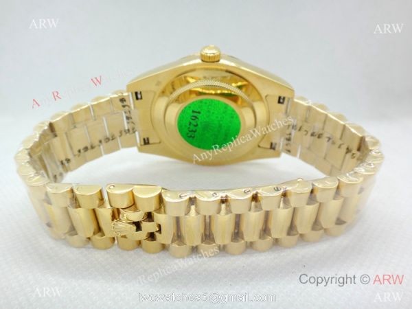 Replica Rolex Presidential Diamond Day-Date Green Dial Yellow Gold Watch 40mm 4