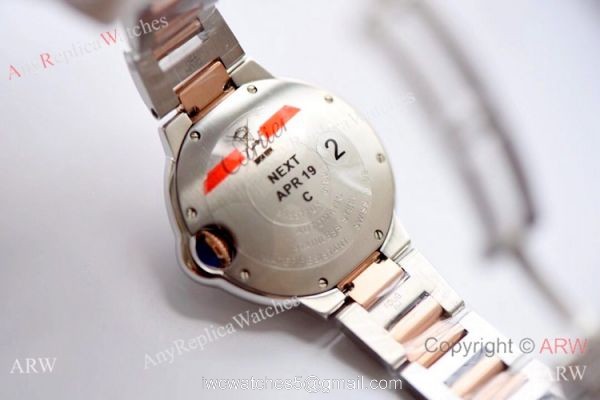 V6 Factory Swiss Replica Cartier Ballon Bleu 33mm Watch 2-Tone Rose Gold Pink Dial 4
