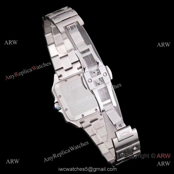 Replica Cartier Santos de Cartier Stainless Steel Black Dial Lover Watch 4