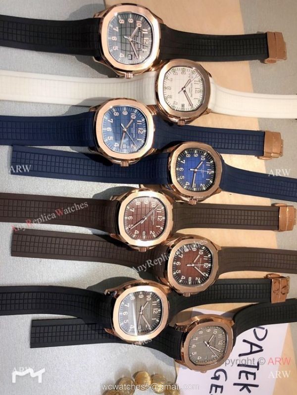 Copy Patek Philippe Geneve Aquanaut Rose Gold Gray Watches 40mm 4