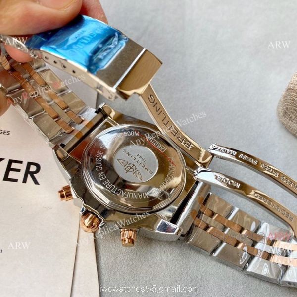 Two Tone Rose Gold Breitling Chronomat B01 Copy Watch 45mm 4