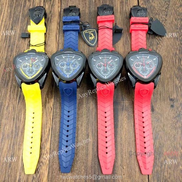 New Replica Lamborghini Spyder Chrono Watches Blue Rubber Strap 4