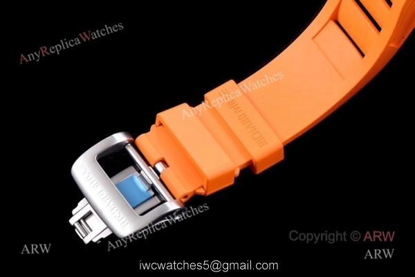 KV Factory Swiss Replica Richard Mille Bubba Watson RM 055 White Ceramic Automatic Watch Orange Rubber Band 4