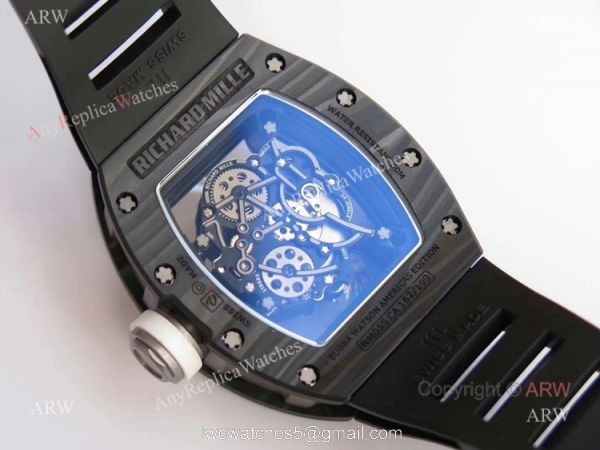 KV Factory Swiss Replica Richard Mille RM055 Carbon Fiber Skeleton Watches For Men 4