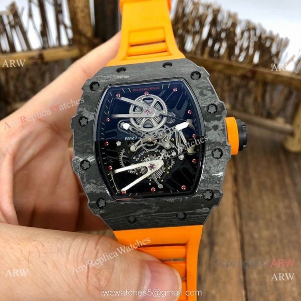 Swiss Quality Richard Mille Rm27-02 Copy Watches Carbon Green Rubber Strap 4