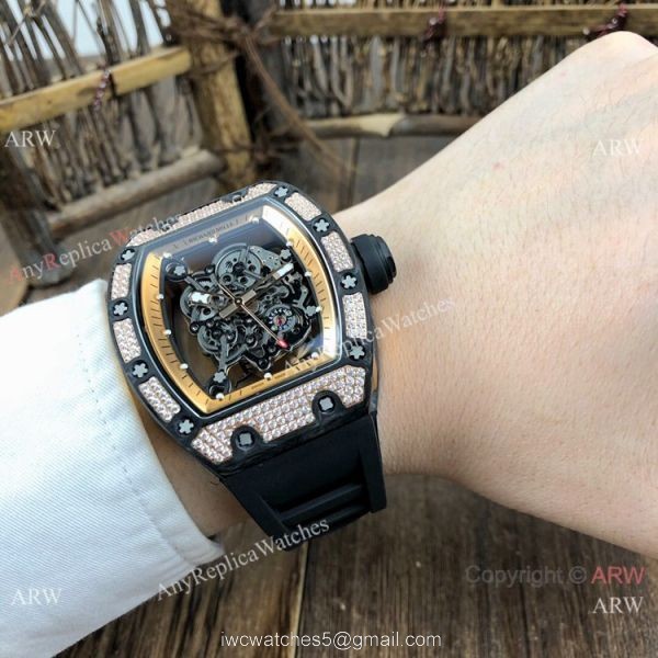 SWISS Replica Richard Mille Rm055 Rose Gold Diamond Watch V2 version 4