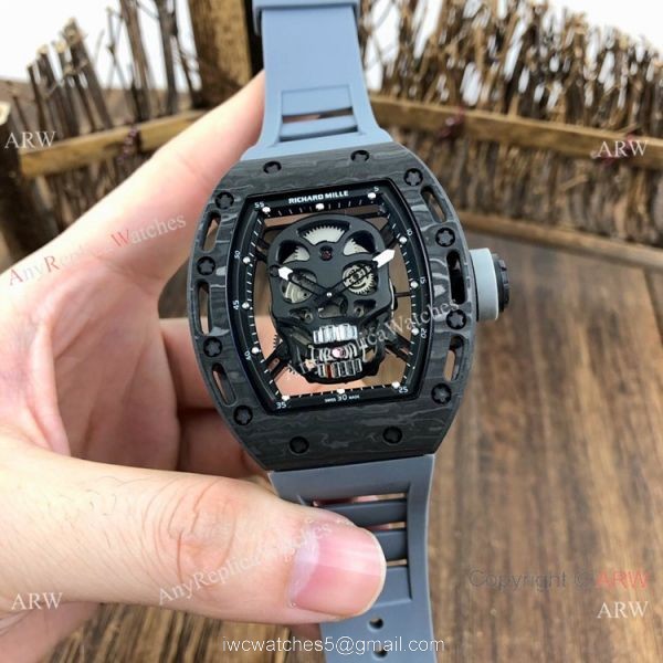 Best Quality Copy Richard Mille Rm052 CarbonWhite Watch New Skull Dial 4