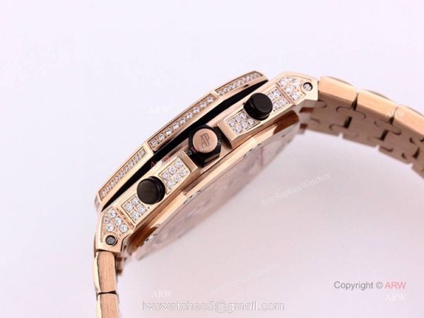 Audemars Piguet Royal Oak Rose Gold Blue Chronograph Dial Mens Watch Replica For Sale 4