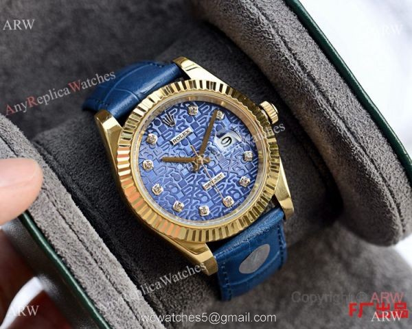 Upgraded Rolex Datejust II Copy Watches Rolex Computer Face Blue Leather Strap 41mm 4