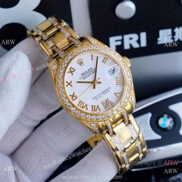 Replica Rolex Datejust Masterpiece Gold Diamond Watches 34mm 4