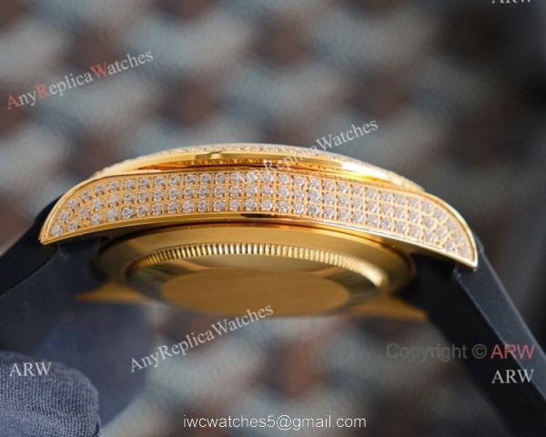 High Quality Rolex GMT-Master II Iced Out Watch Rubber Strap 4