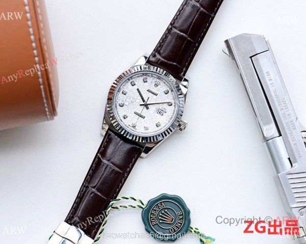 NEW UPGRADED Copy Rolex Datejust II Watch 41mm Diamond Markers Leather Strap 4