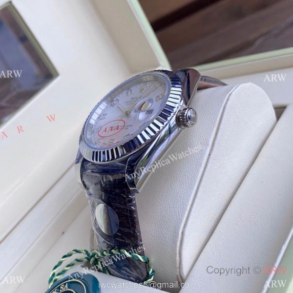 New Upgraded Rolex Datejust II 41 Watches White Arabic Dial Leather Strap 4