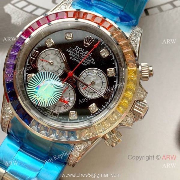 Rolex Rainbow Daytona Watch Yellow Gold Diamonds on lugs Automatic Movement 4
