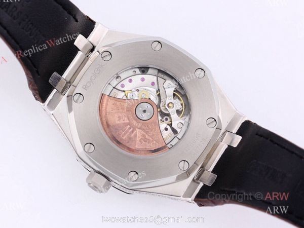 Swiss Audemars Piguet Royal Oak Brown Dial Iced Out Watches Replica For Sale 4