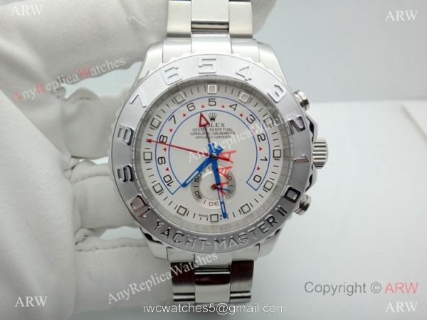 Copy Rolex Yacht-Master II Stainless Steel White Face Watch 44mm 4
